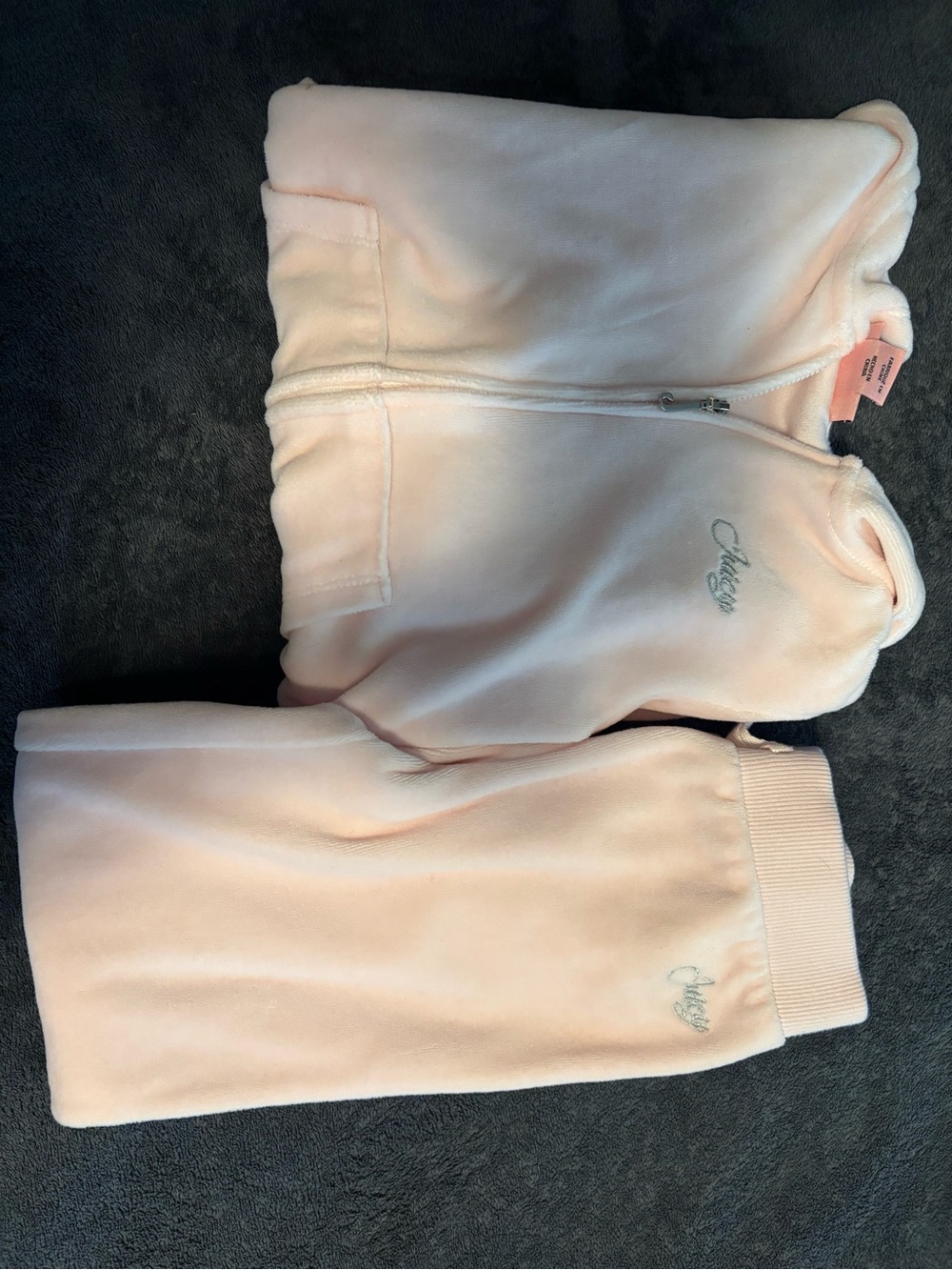 Juicy Couture Light Pink Velour Zip Jacket & Joggers Tracksuit Set